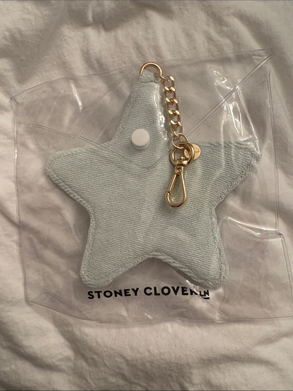 Stoney Clover Lane Pale Blue Star Key & Clip with Gold Hardware